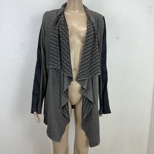 Hem and thread open draped cardigan Dark Gray Soft Jersey Mixmedia Academia XL